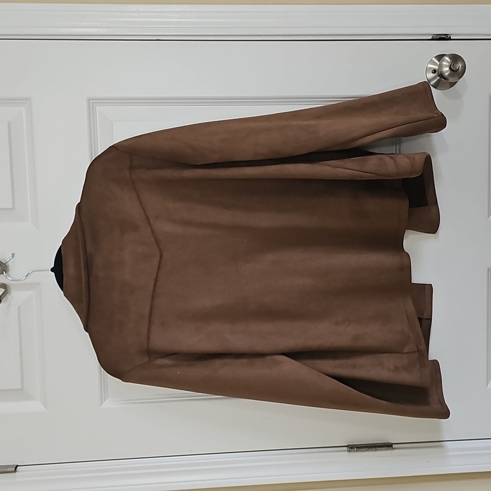 Womens Brown Western Fringe Faux Suede Jacket 70s Style Sz XL NWT - Picture 3 of 8